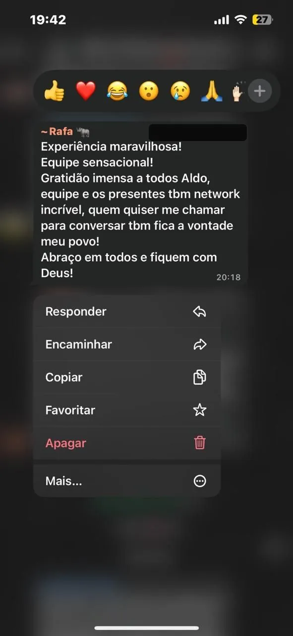 Depoimento real de participante do MNI (WhatsApp)