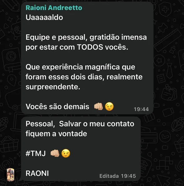 Depoimento real de participante do MNI (WhatsApp)