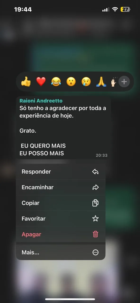 Depoimento real de participante do MNI (WhatsApp)